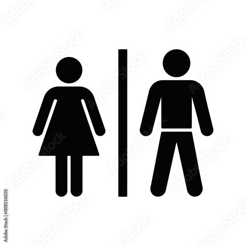 Male and female restroom icon illustration. gender separated toilet sign for public places. universal symbol for facilities access and use.