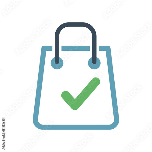Shopping Bag With Green Checkmark Icon
