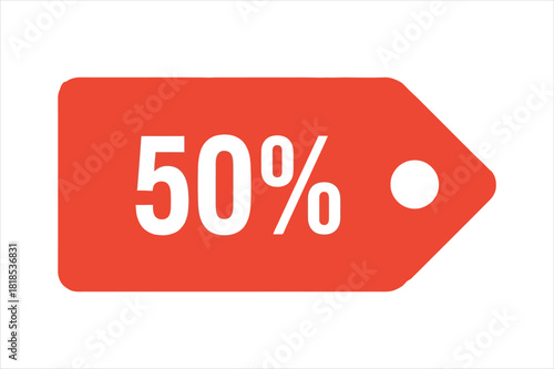 Red Discount Tag Fifty Percent Sale
