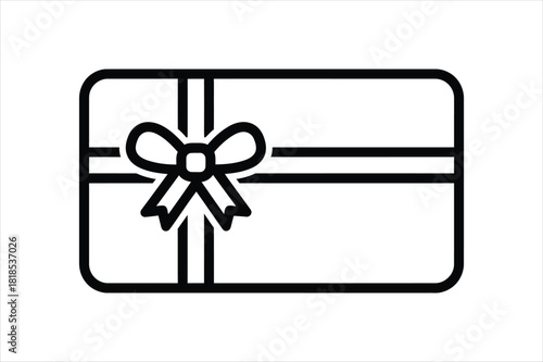 Line Art Gift Card With Bow Icon