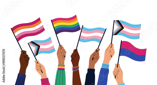 Diverse Hands Waving Pride Flags A Symbol of Unity and LGBTQ+ Support