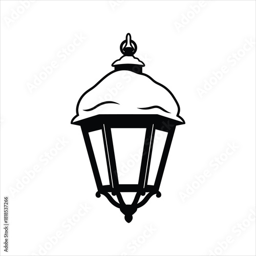 Vintage Lantern Covered In Snow