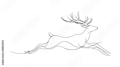 Minimalist Reindeer Line Art Continuous One-Line Drawing