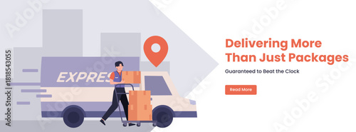 Banner Reliable Courier Service with Fast and Safe Transportation Illustration