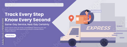 Banner Delivering Your Packages with Trustworthy Logistic Support Illustration