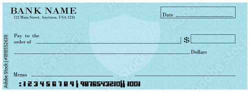 Minimal Blank Cheque Template Layout for Payment and Banking Use