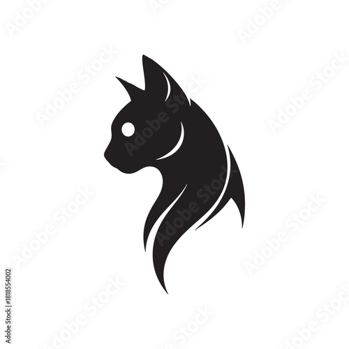 Minimalist Black Cat Silhouette Logo Vector