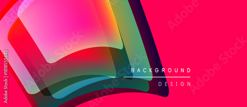 Abstract vibrant layers create dynamic composition. Pink backdrop emphasizes flowing shapes, modern design elements.