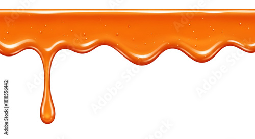 Dripping orange caramel sauce border liquid sweet
