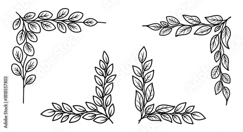 Elegant Corner Ornaments Delicate Leaf Arrangements for Designs