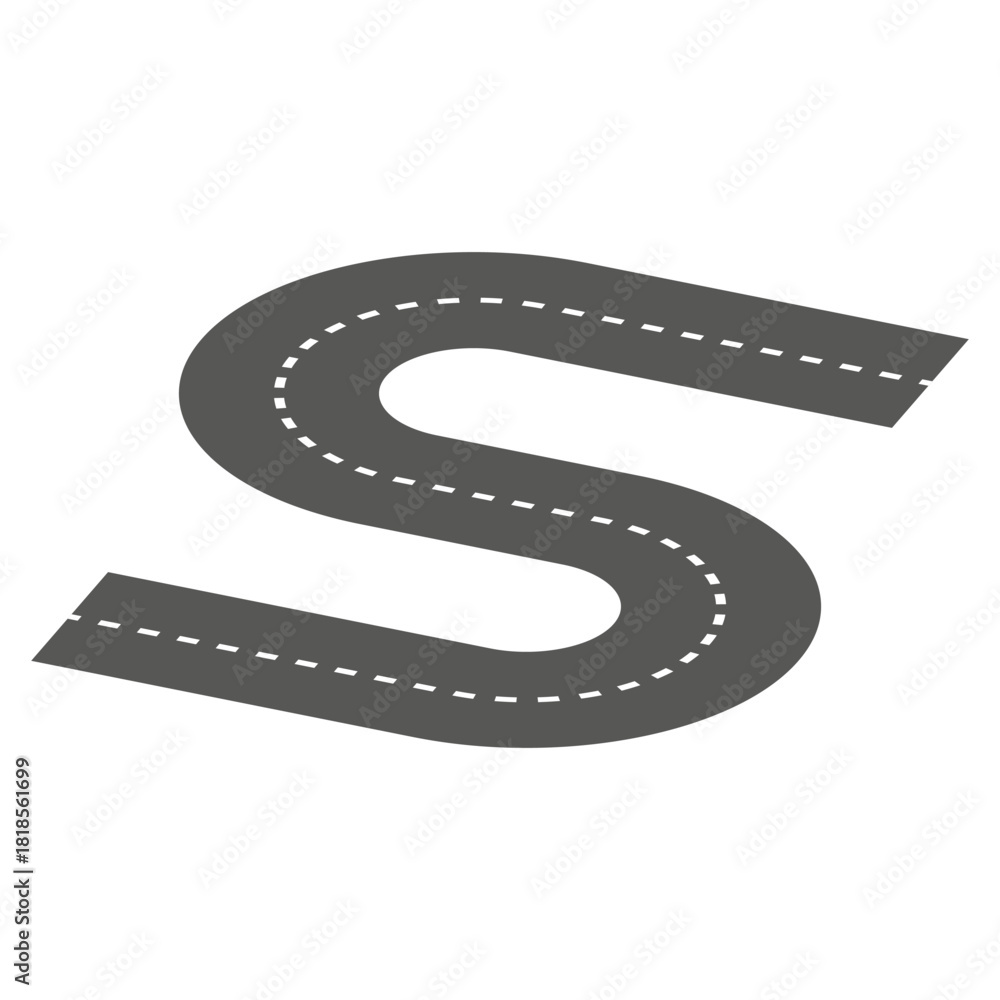 Fototapeta premium Winding road icon. Curvy path symbol. S shape Vector. Transport route graphic.