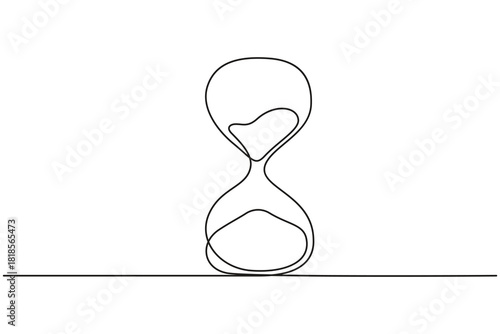 Sand timer hourglass continuous single line minimalist contour.One line hourglass drawing simple minimal sand timer outline.