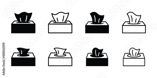 Modern tissue box set, Minimal hygienic wipe vector collection