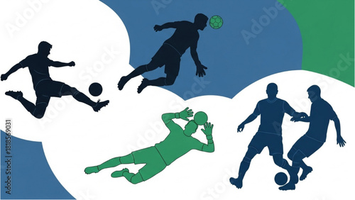 Dynamic Soccer Action Players in Motion with Ball