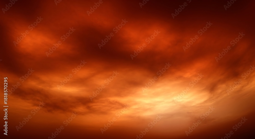 Fototapeta premium Dramatic fiery red and orange clouds in a vibrant sunset or stormy sky, creating an intense atmospheric background.