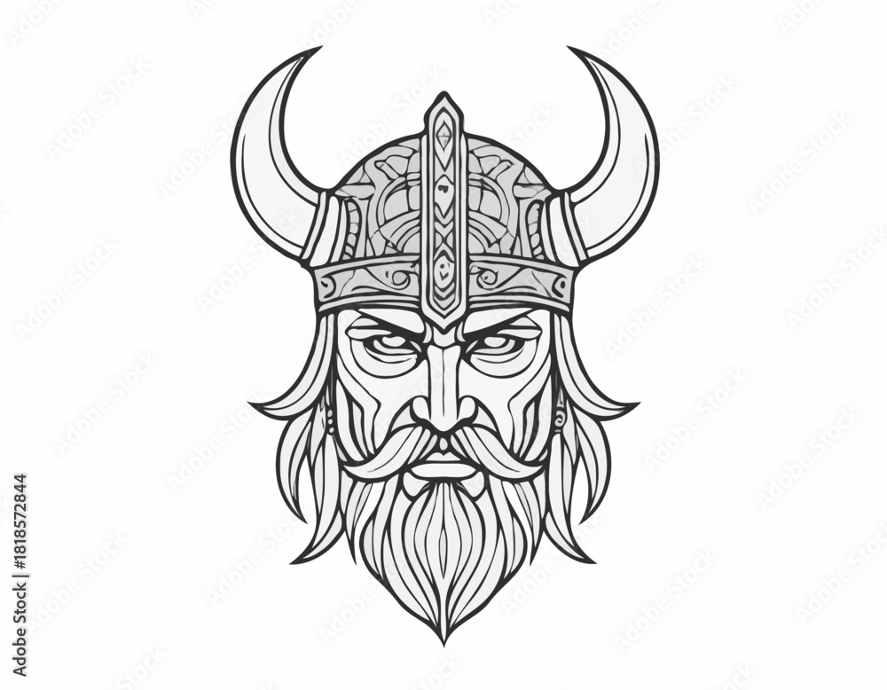 Fototapeta premium modern tribal tattoo viking warrior, abstract line art, minimalist contour. Vector