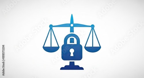 Secure justice balanced with a lock and scales, promoting lawful security and equal protection under the law for legal professionals and institutions