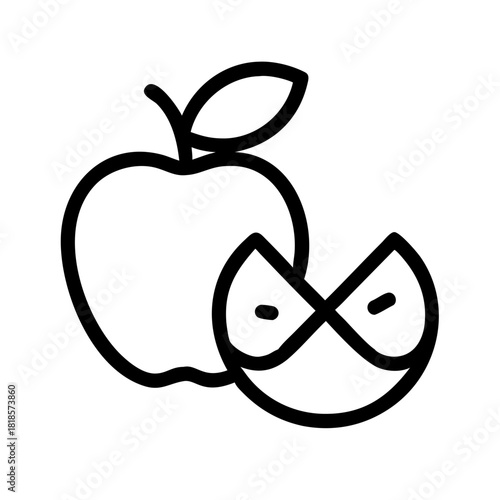 Fresh apple with a slice isolated on