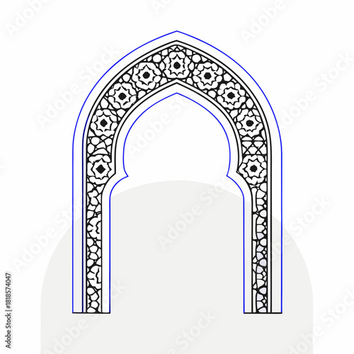 Ornate archway with floral pattern isolated on