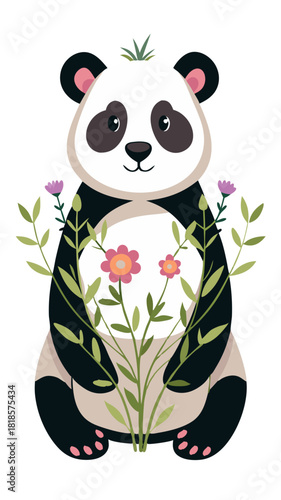 panda with bamboo