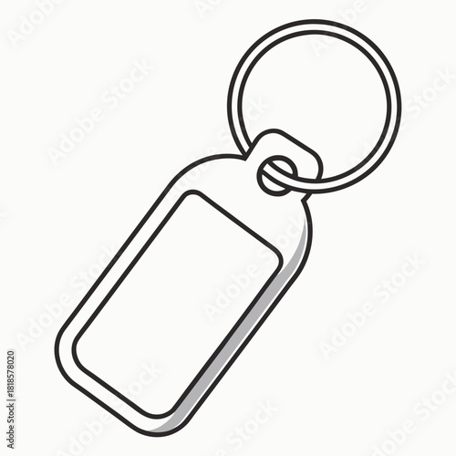 Simple key chain with blank tag isolated on