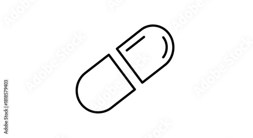 Modern capsule pill icon for health and medical designs, representing wellness and pharmaceutical concepts, suitable for minimalist healthcare branding