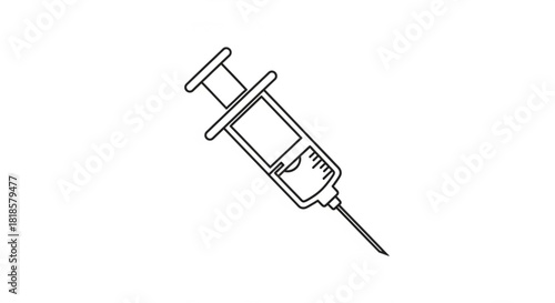 Sleek syringe drawing for healthcare, medical, or science concepts, offering a clean, precise visual for reports, presentations, and educational materials