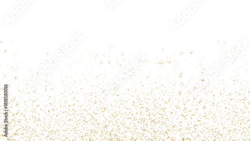 abstract gold dust magic glitter  white background. Elegant gold foil overlay for luxury design branding and festive graphics. Shine falling gold dust lights. Christmas glowing bokeh and glitter.