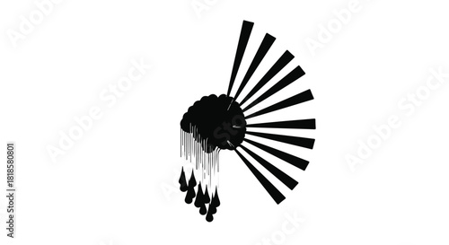 Abstract artistic representation of a crying cloud with sun rays, symbolizing sadness and hope.