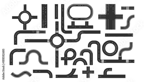 Road construction modular set vector illustration design kit