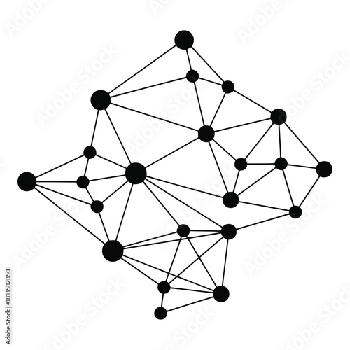 Connected Dots Network, Polygonal Mesh Illustration, Abstract Network Connection