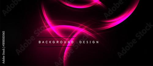 Abstract pink lines over black background. Smooth curves create dynamic visual effect. Text reads background design. Modern, elegant presentation.