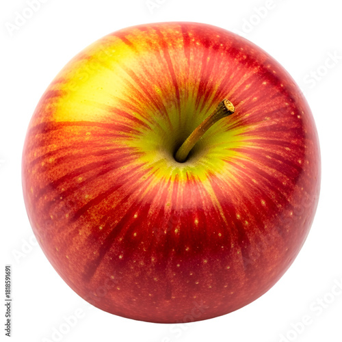 Red and yellow apple with green stem fruit