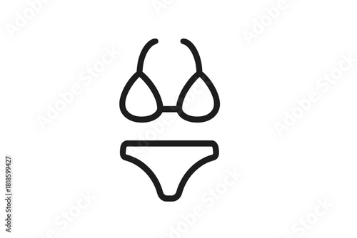 Minimalist two-piece bikini swimsuit design for summer holidays and tropical beach vacations