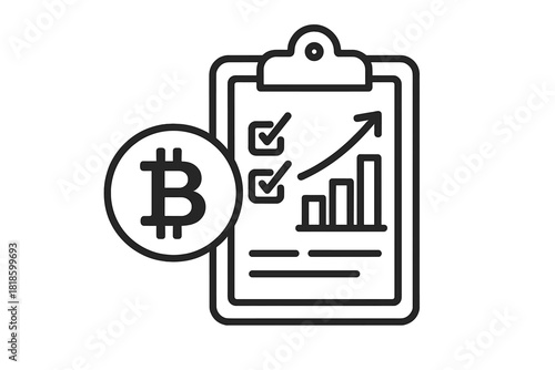 Cryptocurrency market analysis and financial planning checklist showing upward growth chart