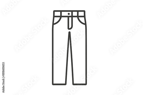Minimalist black and white outline of casual trousers or denim jeans pants