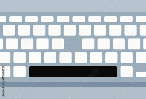 A simplified, stylized depiction of a keyboard with evenly spaced, light-colored keys on a gray base