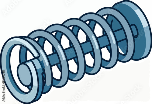 A stylized, blue-toned illustration of a helical spring, showing a solid cylinder with a coiled structure