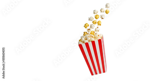 Popcorn Overflowing from a Striped Bucket snack movie