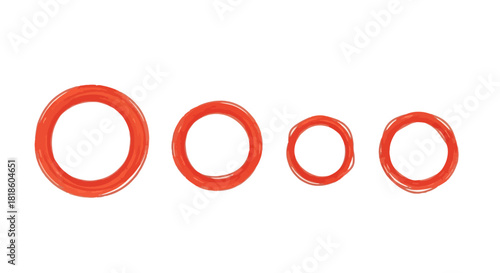 Set of four red o-rings in varying sizes on a white background, illustrating industrial sealing solutions