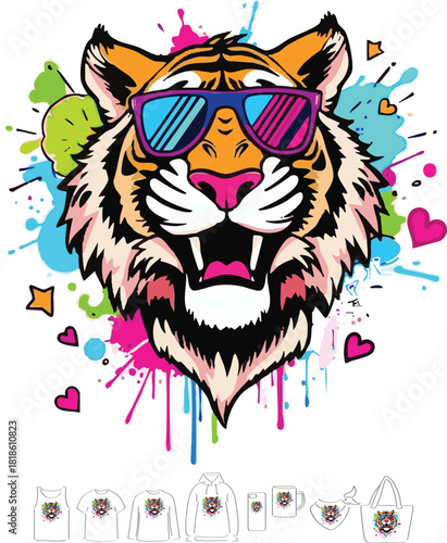 cat, tiger, Clipart, Design, Animal