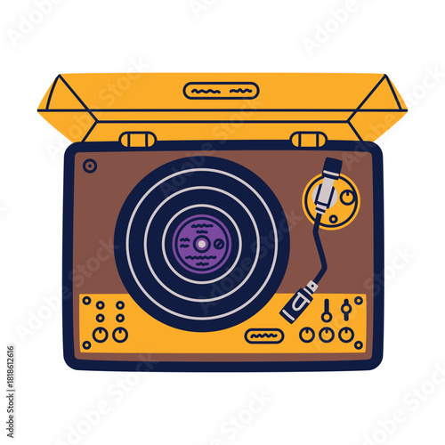 Retro Vinyl Disc for Music Listening Vector Illustration