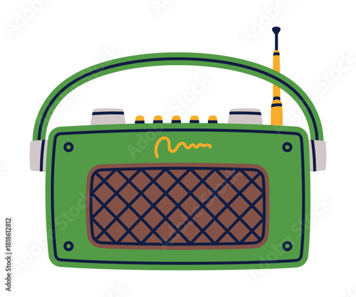 Retro Cassette Recorder for Music Listening Vector Illustration