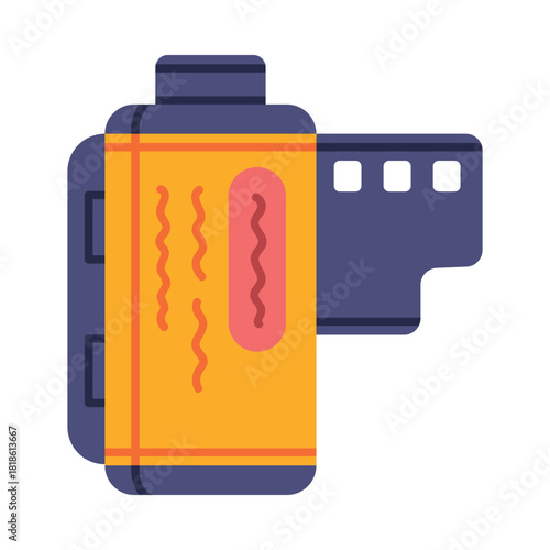 Camera Photo Film Container as Retro Technique and Old Vintage Gadget Vector Illustration