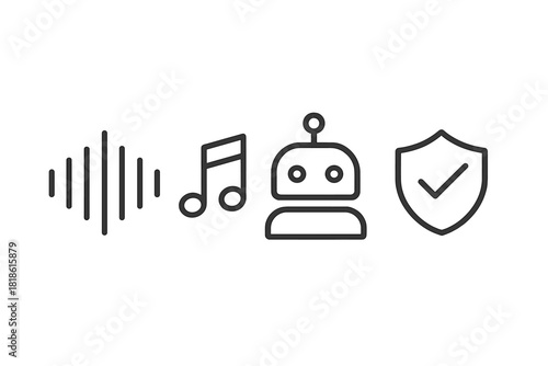 Sound wave music note robot bot automation and security shield protection