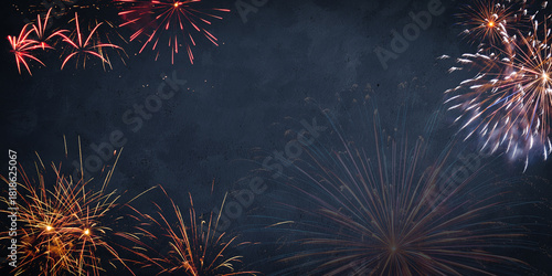 New year eve and Christmas holiday background with fireworks