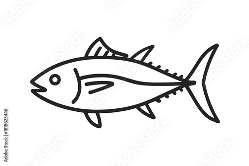 Simple outline of a tuna fish icon suitable for seafood menus and marine concepts