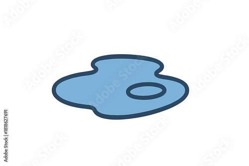 Simple cartoon puddle representing water accumulation or a small pond on a white background