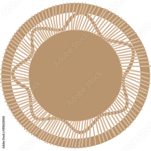 Circular Brown Decorative Element with Intricate Radial Pattern on Transparent Background