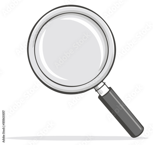 Magnifying glass illustration with shadow. Search and investigation concept